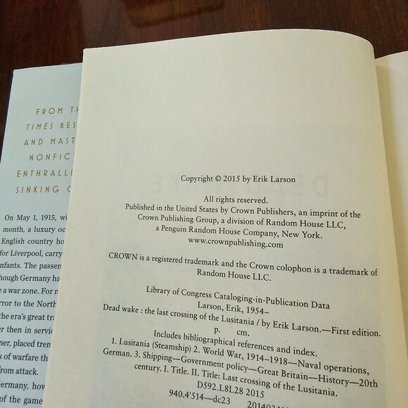 Dead Wake: The Last Crossing Of The Lusitania By Erik Larson Signed Hardcover - Picture 5 of 13